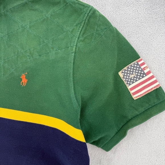 Vintage Polo Ralph Lauren  Custom Fit Rugby Shirt K1 Flag Patch Stripe Mens  XXL - Picture 5 of 15